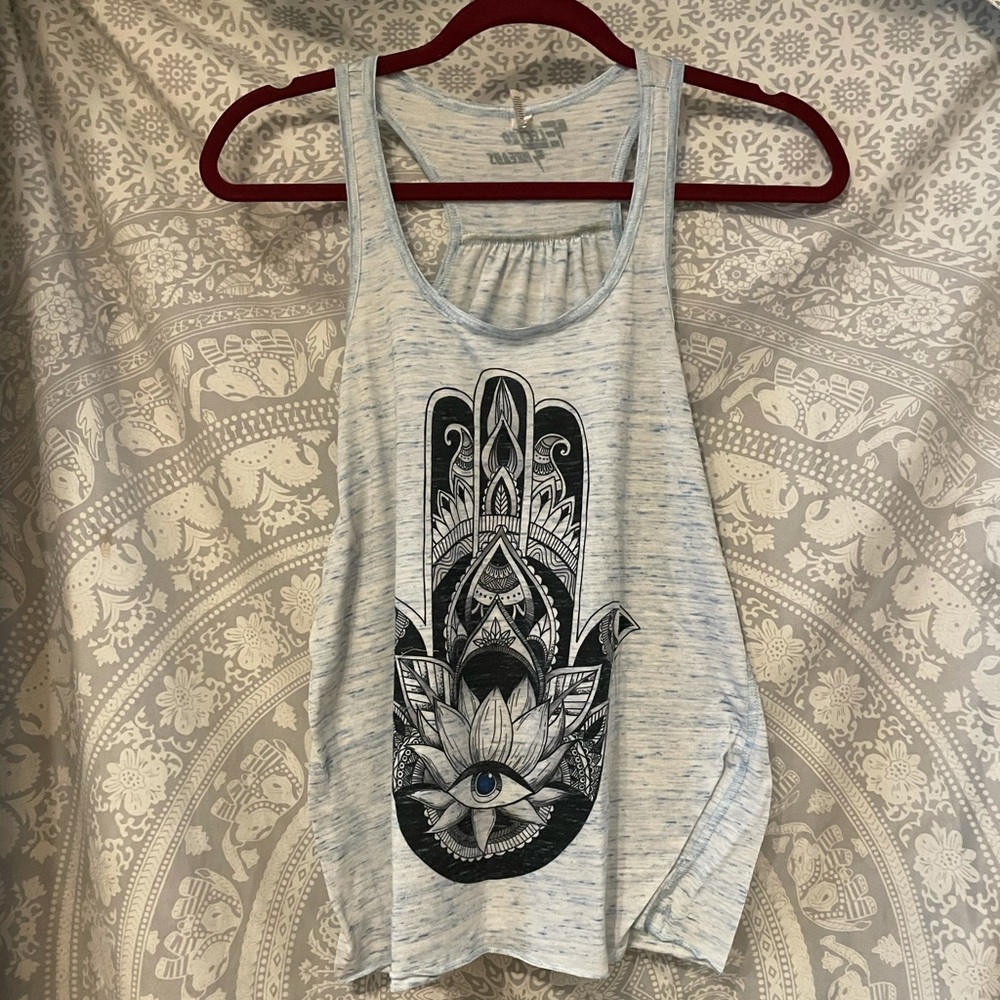Hamsa Hand Yoga Tank Blue